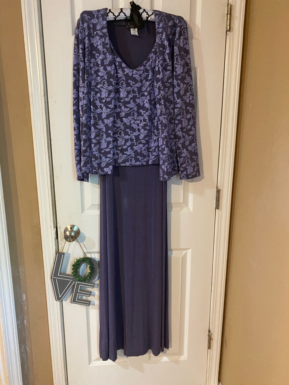 Alex Evenings Purple Lavender Floral Lace Ensemble